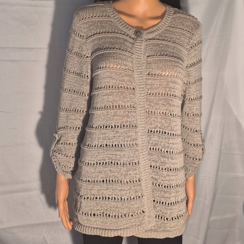 JM COLLECTIONS Cardigan sweater, cream colored in size XL